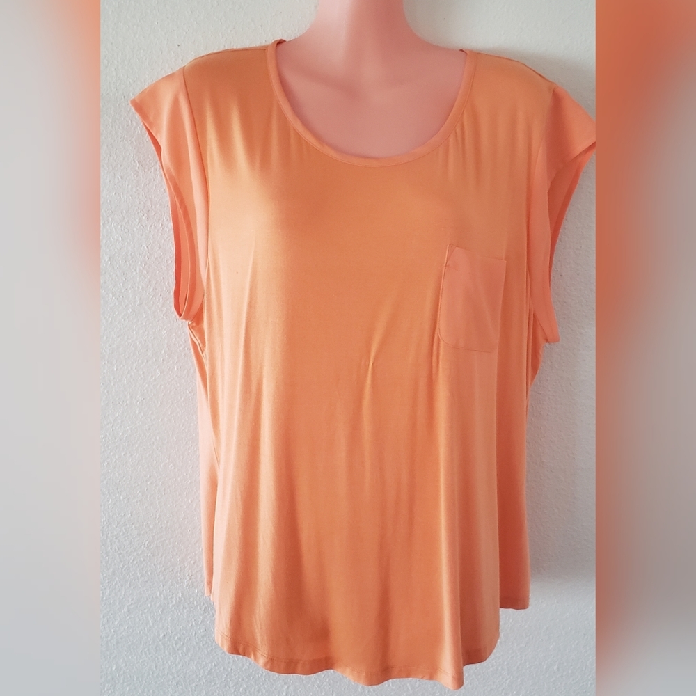 CALVIN KLEIN Orange Short Sleeve Tshirt Top Scoop Neck